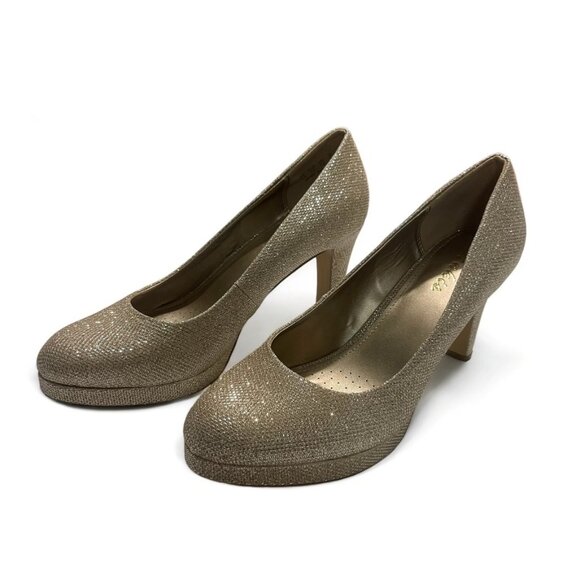 Aukis Women's Sparkly Gold High Heels - Size 9.5 - Picture 8 of 14